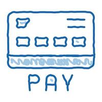 boutique en ligne carte de paiement doodle icône illustration dessinée à la main vecteur