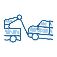 évasion machine camion doodle icône illustration dessinée à la main vecteur