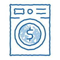 blanchiment d'argent machine à laver doodle icône illustration dessinée à la main vecteur