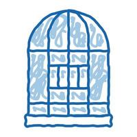 perroquet cage doodle icône illustration dessinée à la main vecteur