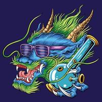 dragon chill avec des lunettes et fumer vecteur