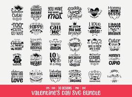 ensemble de conception de t-shirt vecteur lettrage valentine. bundle svg de la saint-valentin, bundle de citations de la saint-valentin pour la conception de t-shirt