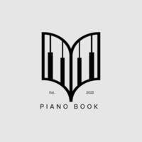 icône du logo du livre de piano. conception de pictogramme moderne vintage rétro livre de musique simple. fond isolé vecteur