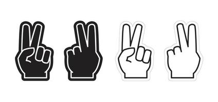 modèle de doigt de fan de mousse de signe de paix, conception de festival de musique, icônes de main de victoire vecteur