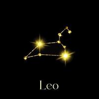 horoscope leo constellations du signe du zodiaque à partir d'une texture dorée sur fond noir vecteur