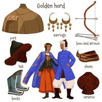 personnes et vêtements de la horde d'or, objets de style de vie vecteur