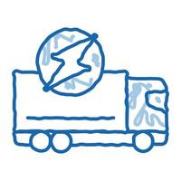 électro camion cargo doodle icône illustration dessinée à la main vecteur