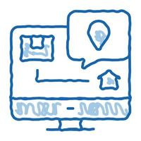 colis destination compagnie de transport postal doodle icône illustration dessinée à la main vecteur