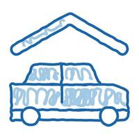 parking couvert doodle icône illustration dessinée à la main vecteur