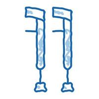 béquille orthopédique équipement médical doodle icône illustration dessinée à la main vecteur