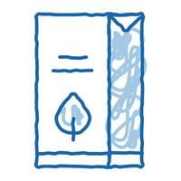 farine lait jus paquet emballage doodle icône illustration dessinée à la main vecteur