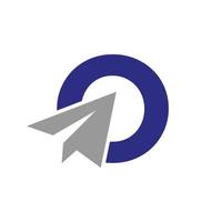 concept de logo de voyage lettre o avec modèle vectoriel d'icône d'avion en papier