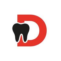 concept de logo dentaire lettre d avec modèle vectoriel de symbole de dents