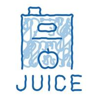 paquet de produit de jus doodle icône illustration dessinée à la main vecteur