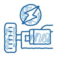 moteur de voiture électro doodle icône illustration dessinée à la main vecteur