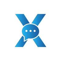 lettre x chat communiquer concept de conception de logo avec symbole de chat bulle vecteur
