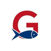 logo de poisson lettre g, modèle vectoriel de logo océanique