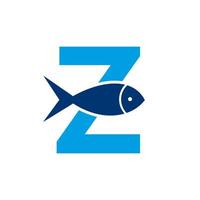 logo de poisson lettre z, modèle vectoriel de logo océanique