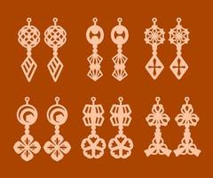 une collection de modèles de boucles d'oreilles aux formes géométriques et abstraites. motif de pochoirs isolés adapté au travail artisanal, à la découpe au laser et à l'impression. modèle de bijoux. vecteur