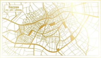carte de la ville de serres grèce dans un style rétro de couleur dorée. carte muette. vecteur