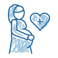 femme enceinte doodle icône illustration dessinée à la main vecteur