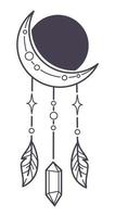 talisman ou amulette magique, attrape-rêves lune vecteur
