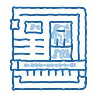 arrière du système informatique avec ports doodle icône illustration dessinée à la main vecteur