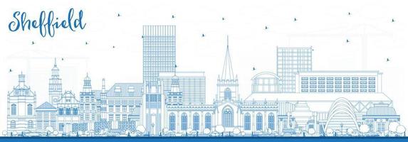 Décrire les toits de la ville de Sheffield au Royaume-Uni avec des bâtiments bleus. vecteur