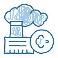 allergie au smog d'usine doodle icône illustration dessinée à la main vecteur