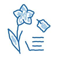 fleur étiquette prix doodle icône illustration dessinée à la main vecteur
