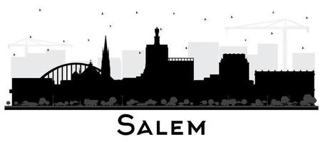 silhouette d'horizon de la ville de salem oregon avec des bâtiments noirs isolés sur blanc. vecteur