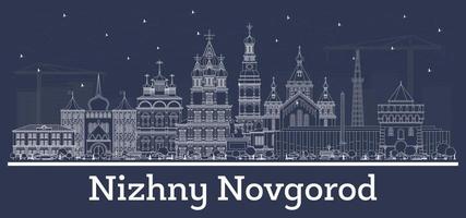contour nizhny novgorod russie city skyline avec des bâtiments blancs. vecteur