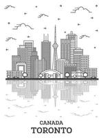 Décrire les toits de la ville de Toronto Canada avec des bâtiments modernes et des reflets isolés sur blanc. vecteur