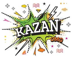 texte comique kazan dans un style pop art isolé sur fond blanc. vecteur