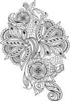 ensemble d'une fleur abstraite stylisée décorative isolée sur fond blanc. illustration vectorielle très détaillée, style de griffonnage et d'enchevêtrement zen, conception de tatouage fleur doodle fleurs. vecteur