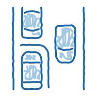 système d'aide au stationnement doodle icône illustration dessinée à la main vecteur