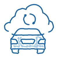 connexion de voiture intelligente nuage doodle icône illustration dessinée à la main vecteur