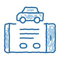 voiture contrôle téléphone app doodle icône illustration dessinée à la main vecteur