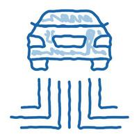 technologie électronique de voiture doodle icône illustration dessinée à la main vecteur