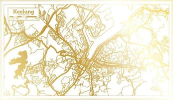 plan de la ville de keelung taiwan dans un style rétro de couleur dorée. carte muette. vecteur