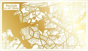 plan de la ville de sao luis brésil dans un style rétro de couleur dorée. carte muette. vecteur