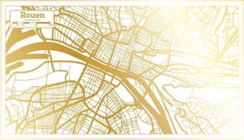 plan de la ville de rouen france dans un style rétro de couleur dorée. carte muette. vecteur