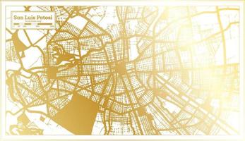 plan de la ville de san luis potosi mexique dans un style rétro de couleur dorée. carte muette. vecteur