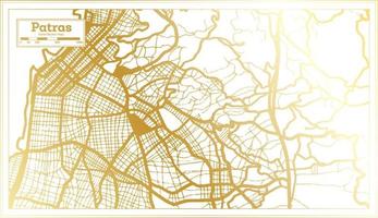 plan de la ville de patras grèce dans un style rétro de couleur dorée. carte muette. vecteur