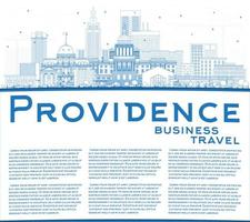 Décrire les toits de la ville de Providence Rhode Island avec des bâtiments bleus et un espace de copie. vecteur