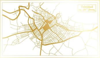 plan de la ville de trinidad cuba dans un style rétro de couleur dorée. carte muette. vecteur