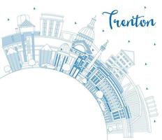 décrire les toits de la ville de trenton new jersey avec des bâtiments bleus et un espace de copie. vecteur