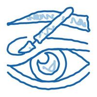 chirurgie des paupières incision doodle icône illustration dessinée à la main vecteur