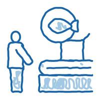 poisson usine convoyeur doodle icône illustration dessinée à la main vecteur