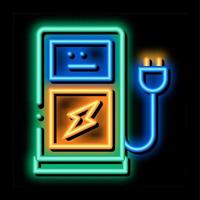 illustration de l'icône de lueur au néon de la station de recharge de voiture électro vecteur